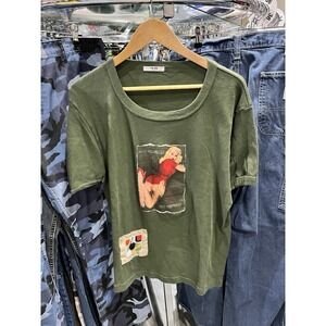 Vintage Y2K Ray & Guy Re-Worked Pin Up Girl Patch Work Graphic T Shirt Size M